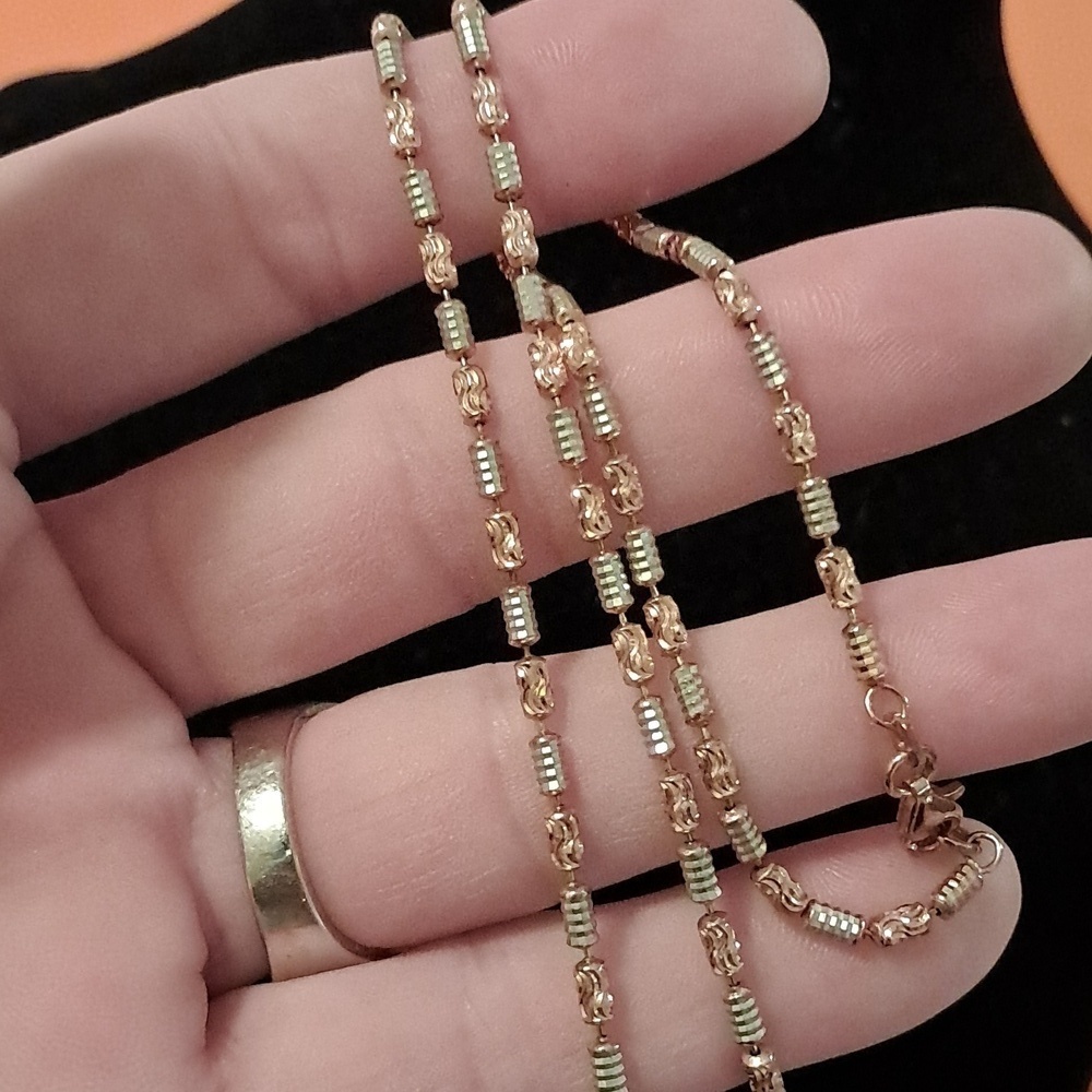 Bar Chain Italian 14kt Rose Gold Over 925 Sterling Silver Necklace.